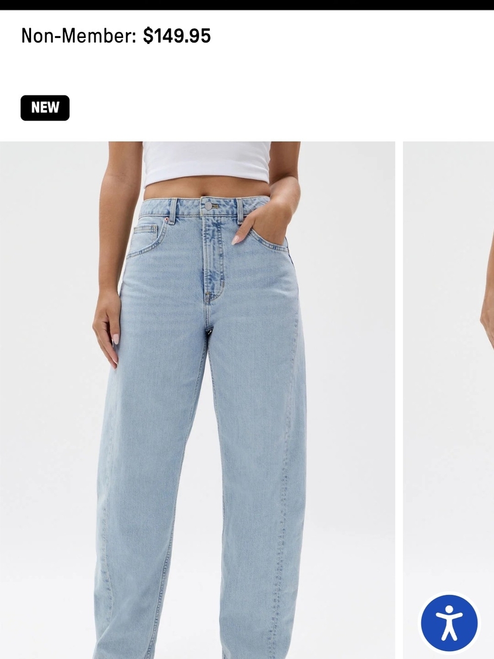 Fabletics Light Blue High Rise Barrel Jeans